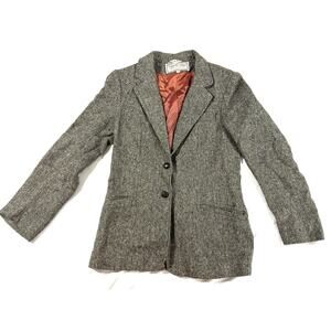 Casa de Lana Uruguay 100% Virgin Wool Blazer Jacket 7/8 Gray Stripe Rust Lining